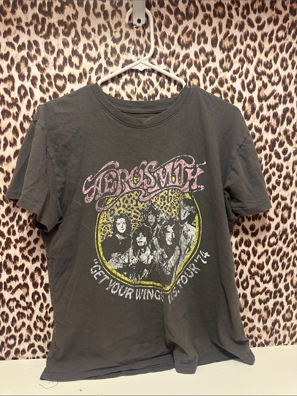Aerosmith 'Get Your Wings' Graphic Tee - Black with Pink & Yellow Print